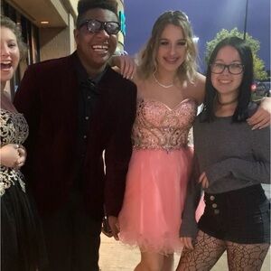 Pink short homecoming dress, size large, worn once